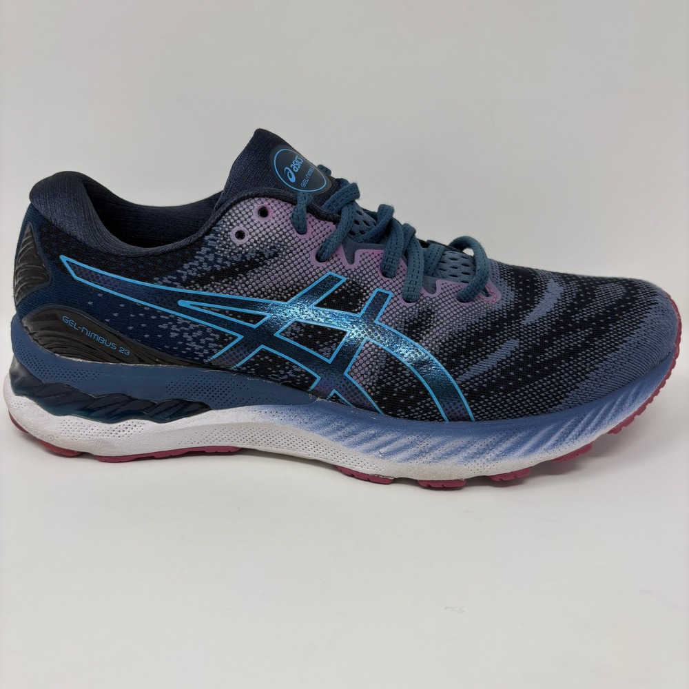 ASICS GEL-Nimbus 23 Womens Size 9 Wide Blue White Running Shoes (1012A884)